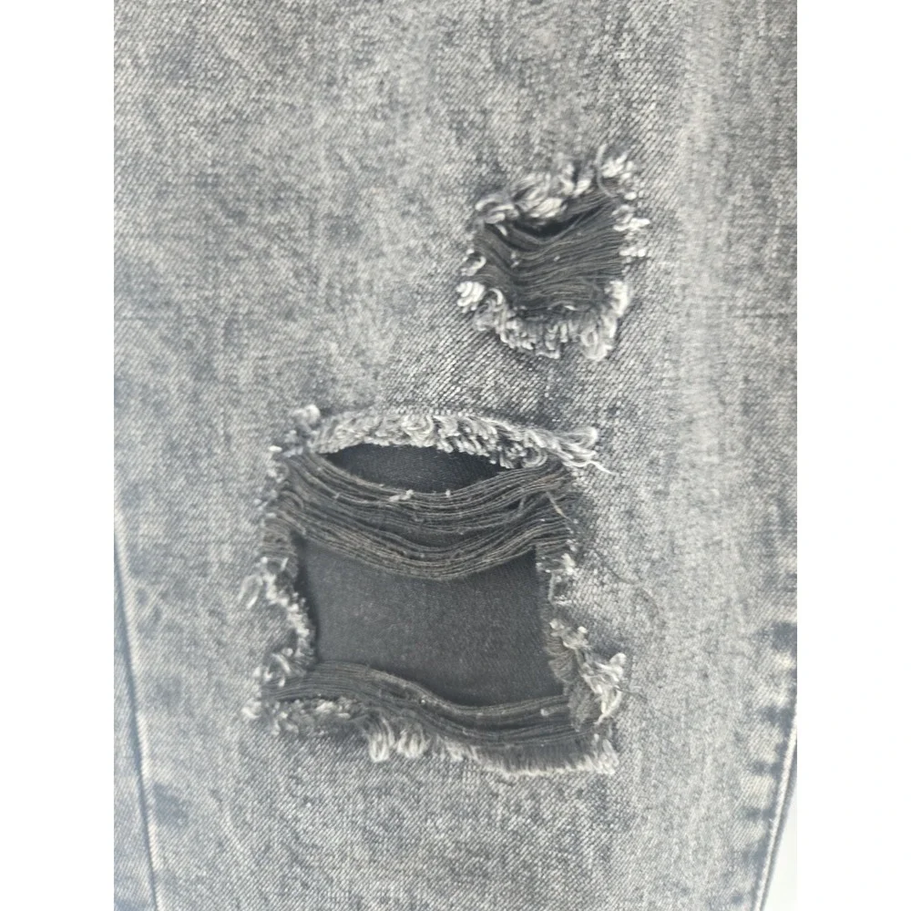 Petra 153 Women's 13/ 30 Acid Washed Black Distressed Destroyed Denim Jeans